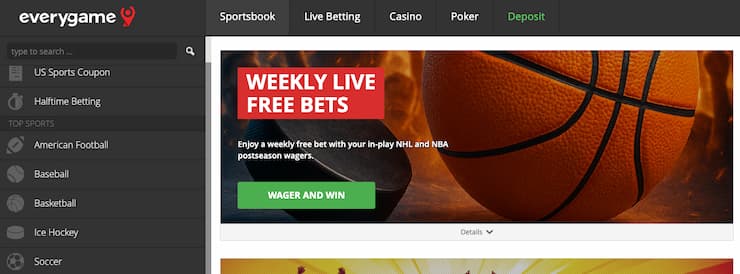 An image of the free bets offered at the WI betting site Everygame